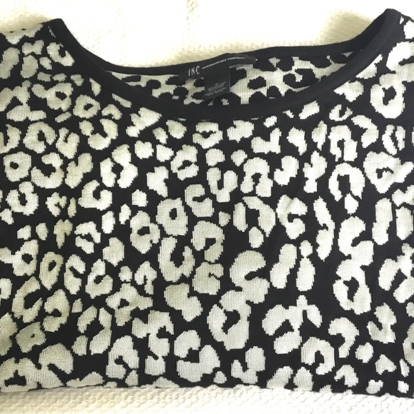 INC INTERNATIONAL CONCEPTS BLACK LEOPARD ANIMAL PRINT WOMENS SWEATER SHIRT SZ: L - Picture 4 of 10
